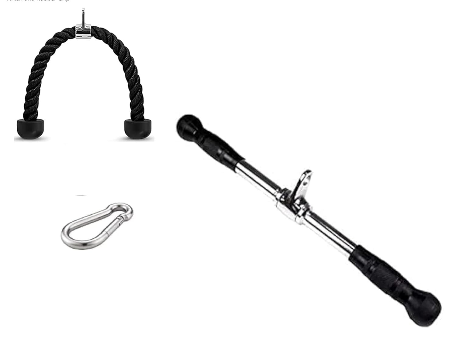 Fitness Gali Tricep Rope & Straight Bar Cable Attachment Combo For Gym  Heavy Duty Pulley System Handle With Carabiner Clip For
