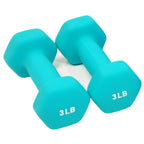 Signature Fitness Set Of 2 Neoprene Dumbbell Hand Weights, Anti-Slip, Anti-Roll, Hex Shape Colorful (Set With Rack: 32-Pound, 3