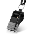 Hipat Whistle, 2 Packs Sports Whistles With Lanyard & Mouth Grip, Loud Crisp Sound, Black Plastic Whistles