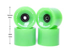 Freedare 70Mm Longboard Wheels With Abec-7 Bearings And Spacers(Green,Set Of 4)