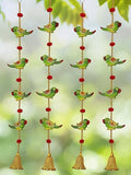 Wooden Parrot Themed Wall & Door Hanging with Bells | Handmade Decorative Toran for Main Door Entrance, Pooja Room, Festival Dec
