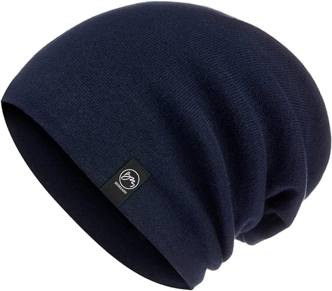 Bismaadh Unisex Cotton Blend Slouchy Beanie And Skull Cap For Summer, Winter, Autumn & Spring Season Blue, Free Size