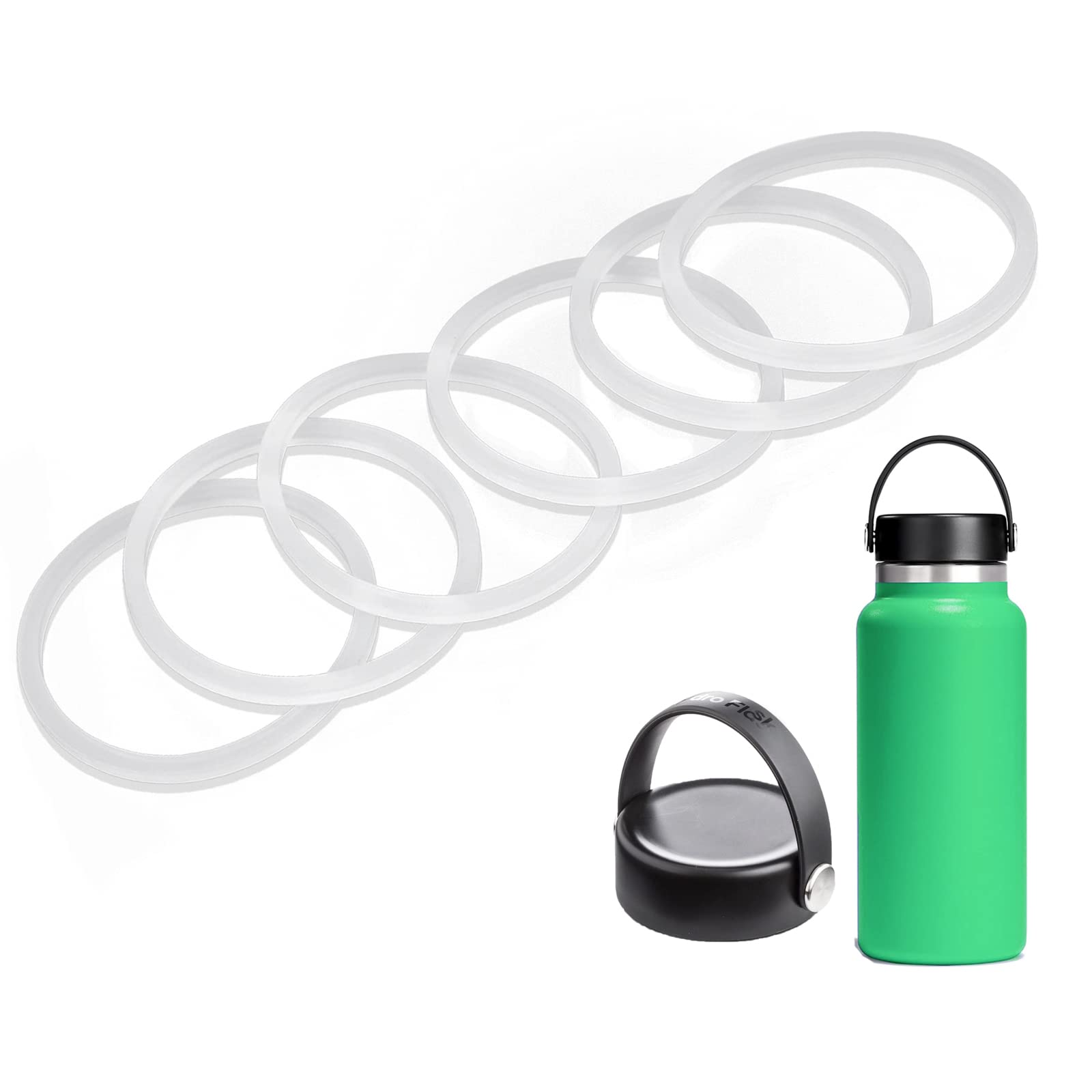 Greant 6 Pcs Replacement Rubber Seal Fits Hydro Flask Wide Mouth Flex Caps, O Ring For Hydroflask, 2.2 Inches Water Bottle Gaske