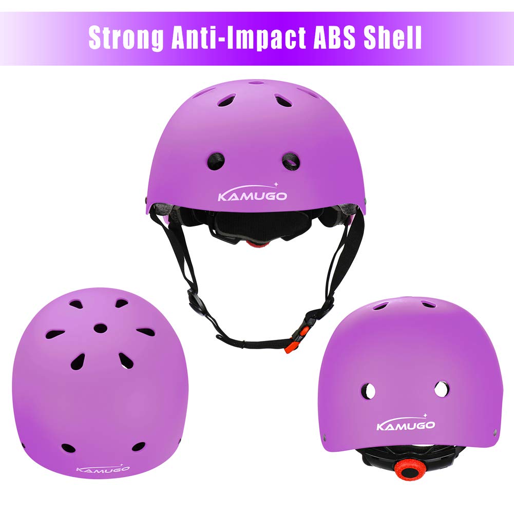 Kamugo Kids Adjustable Helmet, With Sports Protective Gear Set Knee Elbow Wrist Pads For Toddler Age 3-8 Boys Girls, Bike Skateb