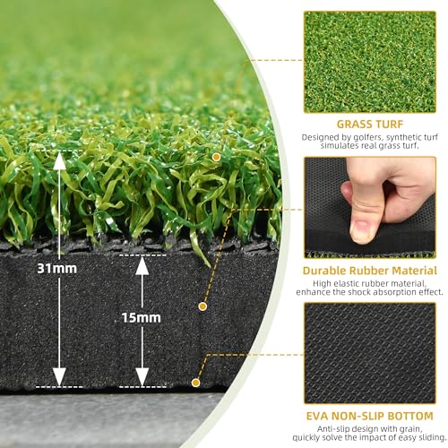 Shopsource Golf Mat, 5  4ft Golf Hitting Mat for Indoor Outdoor, Top-Notch Artificial Turf Practice Mats with 9 PU Golf Balls+3