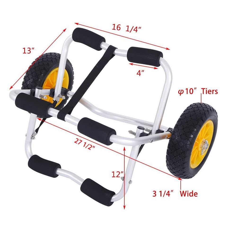 Kayak Cart Dolly Wheels Trolley - Kayaking Accessories Best For Beach Tires Transport Canoe Fishing Jon Boat Carrier Caddy Scupp