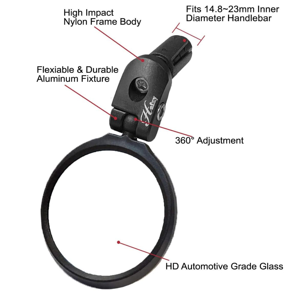 Hafny Bar End Bike Mirror, Hd, Blast-Resistant, Glass Mirror, Hf-Mr090, Hf-M951-Fr03, Hf-M952-Fr03 (Silver Glass, 60Mm)