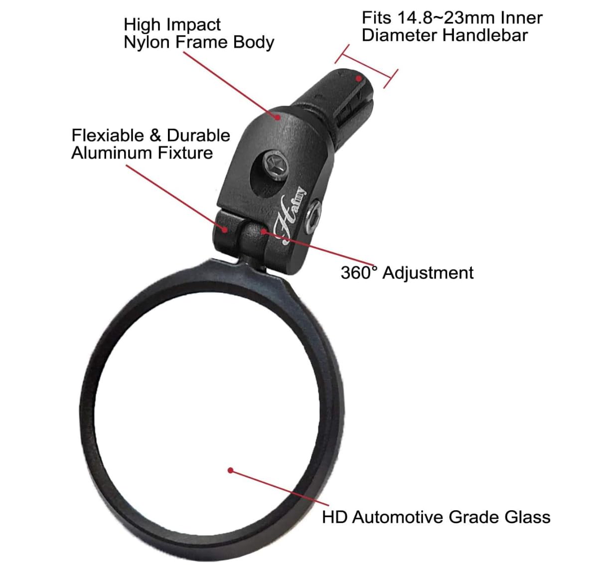 Hafny Bar End Bike Mirror, Hd, Blast-Resistant, Glass Mirror, Hf-Mr090, Hf-M951-Fr03, Hf-M952-Fr03 (Silver Glass, 60Mm)