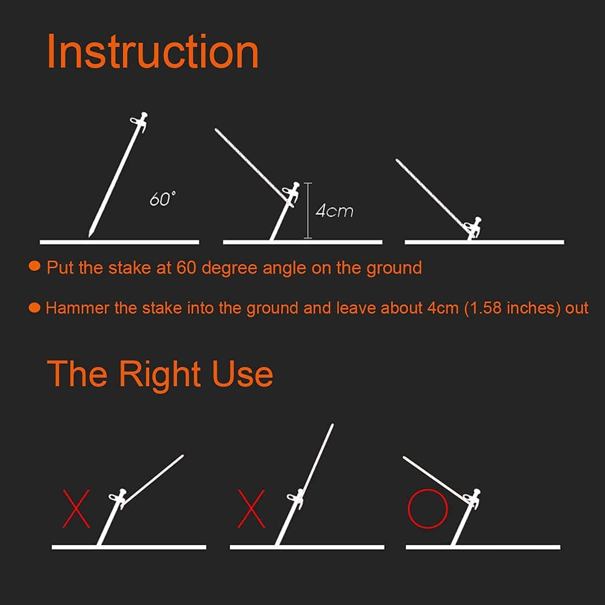 Bimiti 20 Pack Tent Stakes Heavy Duty 16 Inch Forged Steel Solid Tent Pegs Metal Ground Camping Stakes For Camping Unbreakable A