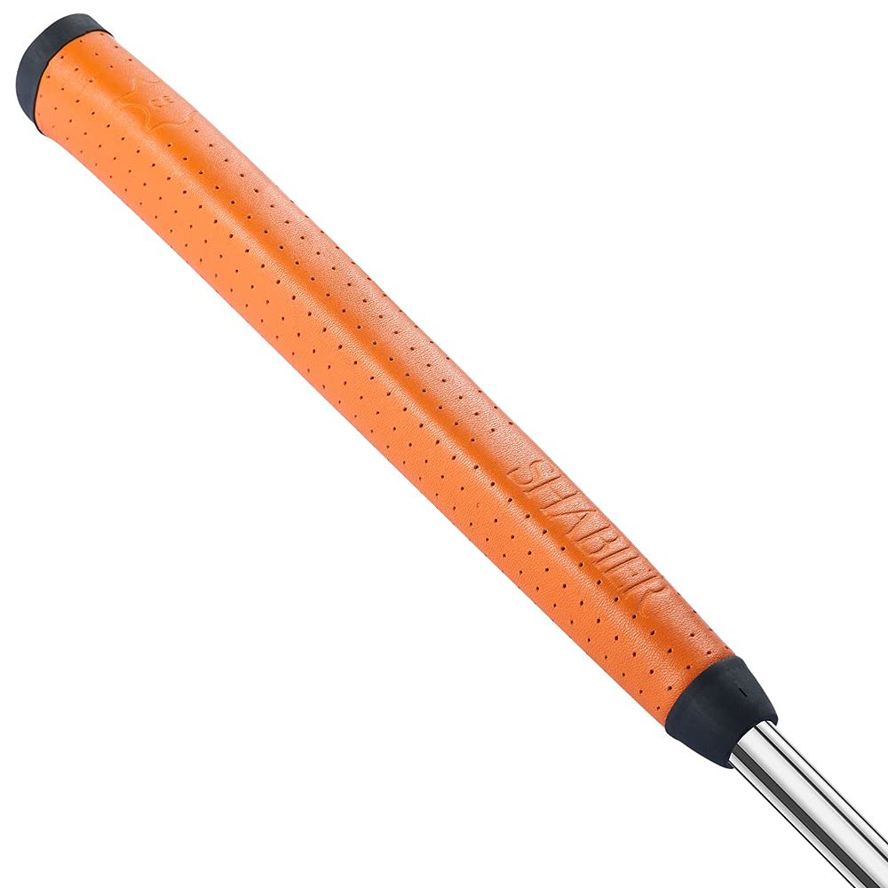 Shabier Light Weight Breathable Leather Golf Putter Grip Pure Handmade Soft Leather Golf Grips (Orange)