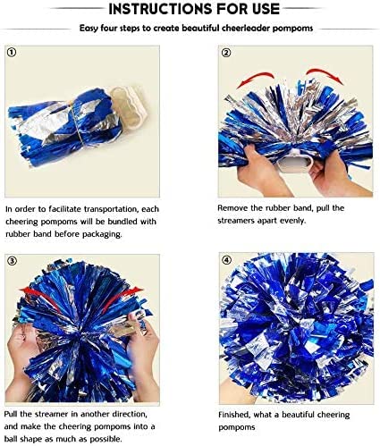 Puzine 4Pack 13'' Cheerleading Pom Poms With New Handle For Team Spirit Sports Dance Cheering Kids Adults 100G (4 Pack Pink)