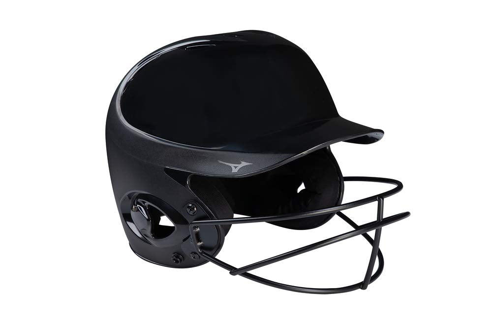 Mizuno MVP Series Solid Batting Helmet with Fastpitch Softball Mask, Small/Medium, Black