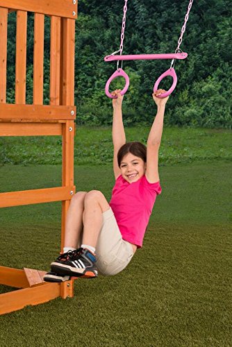 Standard Trapeze Bar With Rings | Purple | Compatible With Most Playsets | Easy To Install | 115Lb Capacity | Swing Hangers Not