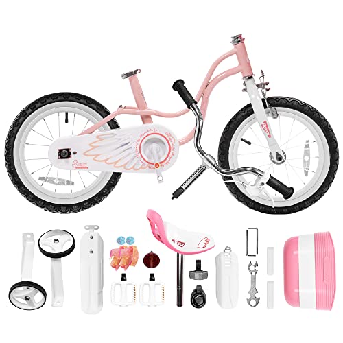 Royalbaby Swan Girls Princess Kids Bike With Basket Mudguards, 12 14 16 18 Inch Toddler Beginners Bicycle For Age 3-10 Years, Tr