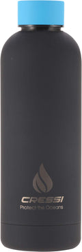 Cressi Rubber Coated Thermal Flask, Black/Blue, 500 Ml