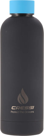 Cressi Rubber Coated Thermal Flask, Black/Blue, 500 Ml