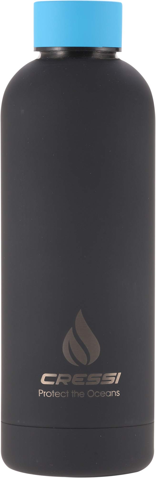 Cressi Rubber Coated Thermal Flask, Black/Blue, 500 Ml