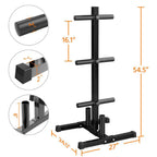 Yaheetech 2-inch Barbell Plate and Dumbbell Racks Tree Olympic Plate Rack Weight Bumper Plate Holder w/ 2 Bar Holder