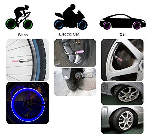 Dkiigame 10 Pack Of Led Flash Tyre Wheel Valve Cap Light For Bike Bicycle Motorbicycle Wheel Light Tire (2 X Red, 2 X Yellow, 2