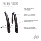 Planet Bike Full Bike Fenders - 26'' X 60Mm (Black)- Fits Up To A 50Mm Wide Tire
