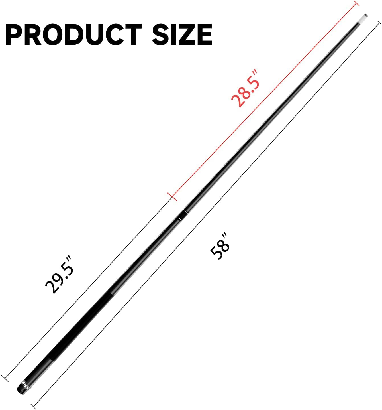 Gse 58'' 2-Piece Fiberglass Graphite Composite Billiard Pool Cue Stick (Matte Black, 20Oz)
