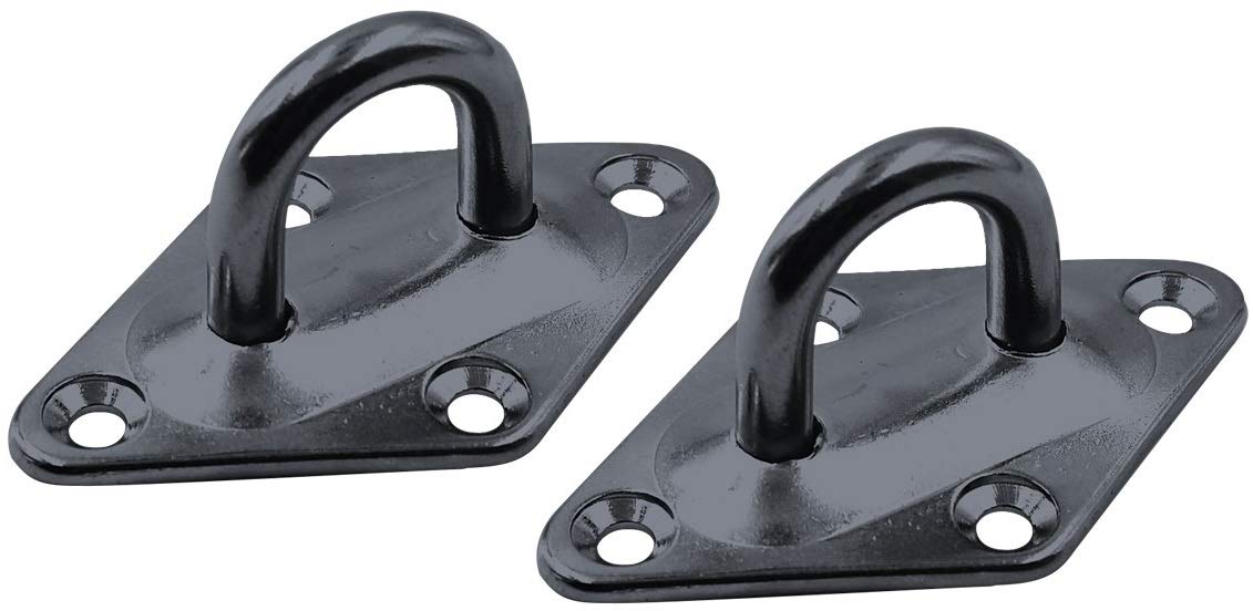 Branded Boards Heavy Duty M6 Ceiling Hook Diamond Pad Eye Plate, 304 Stainless Steel and Black Zinc Galvanized Steel Corrosion R