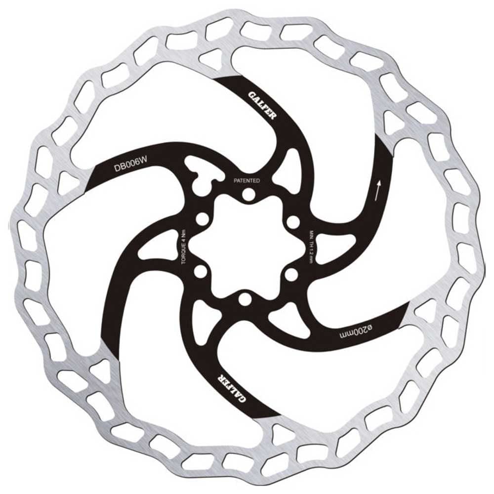 Galfer 200mm Rotor, 6-Bolt, 2.0mm, Black/Silver