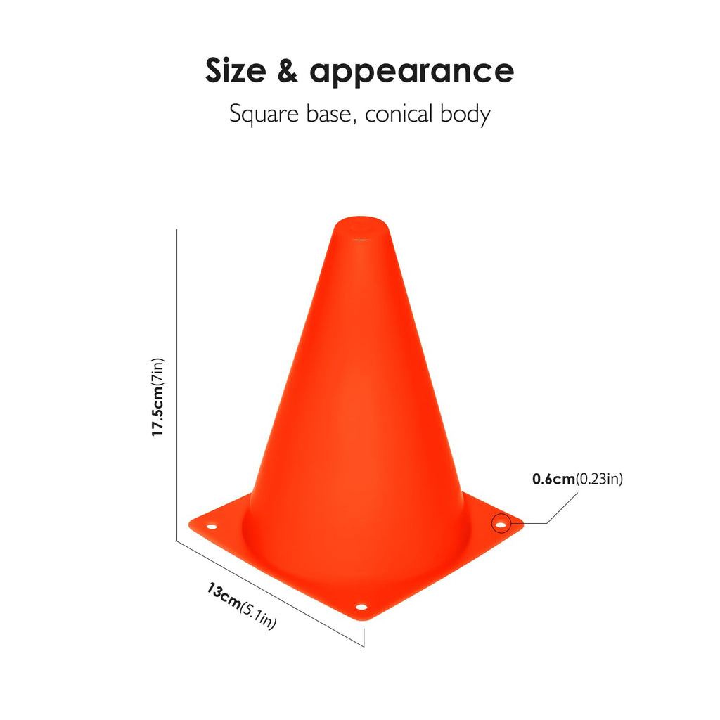 Reehut 7.5 Inch Plastic Sport Training Traffic Cone (Set Of 12, Orange)