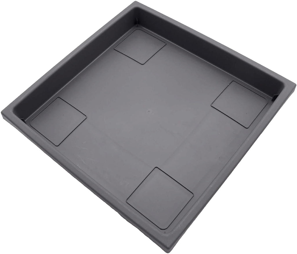 The Hc Companies 14 Inch Accent Square Plastic Plant Saucer - Indoor Outdoor Plant Trays For Pots - 14X14X18, Warm Gray