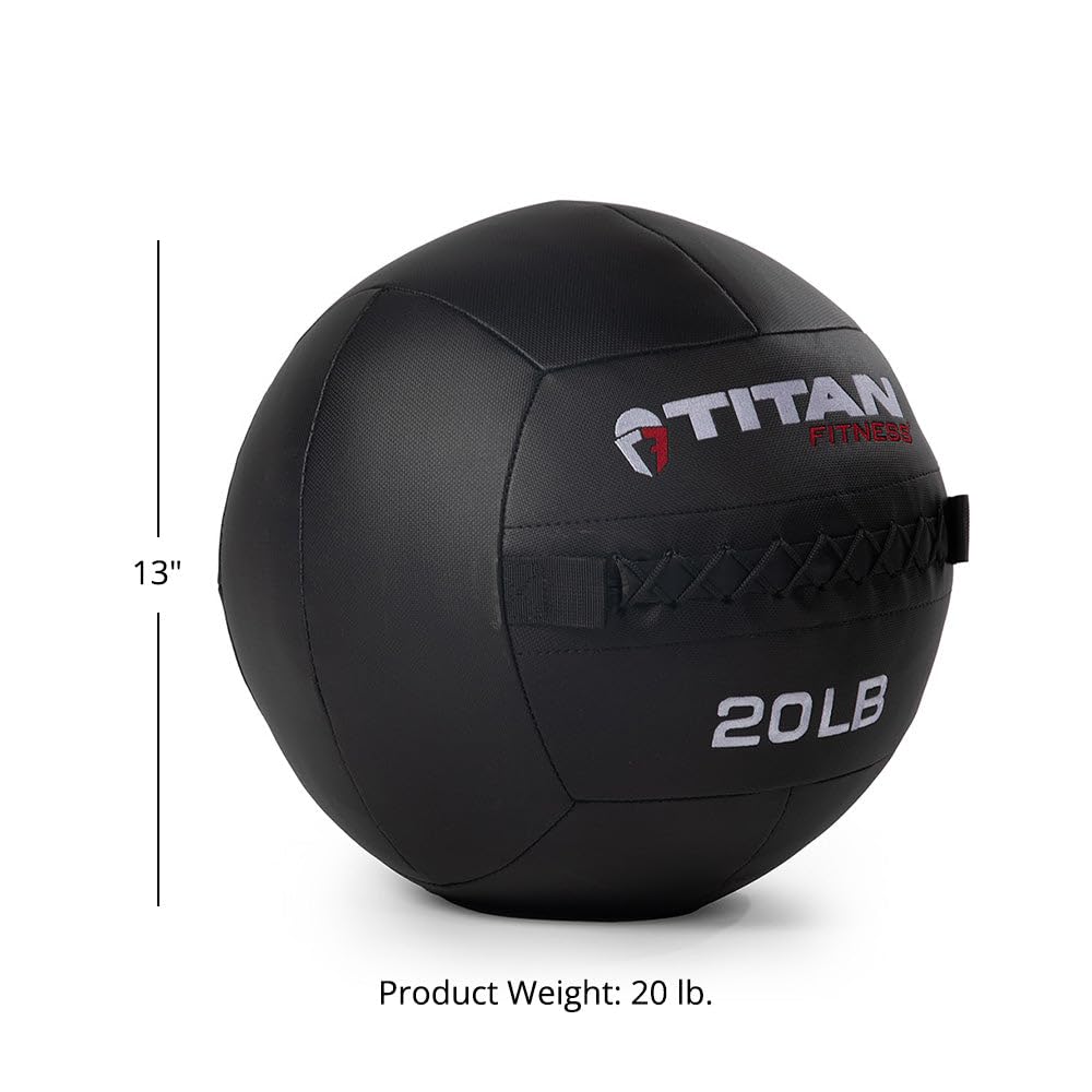 Titan Fitness 20 Lb Composite Wall Ball, Soft Shell Poly-Composite Laminate Cross Texture Non-Slip Grip, Tight Stitching, Medici
