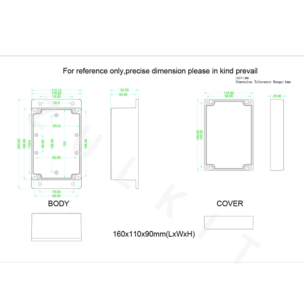 Junction Box, Zulkit Project Box Waterproof Dustproof Ip65 Abs Universal Electrical Boxes Enclosure With Fixed Ear Black 630 X 4