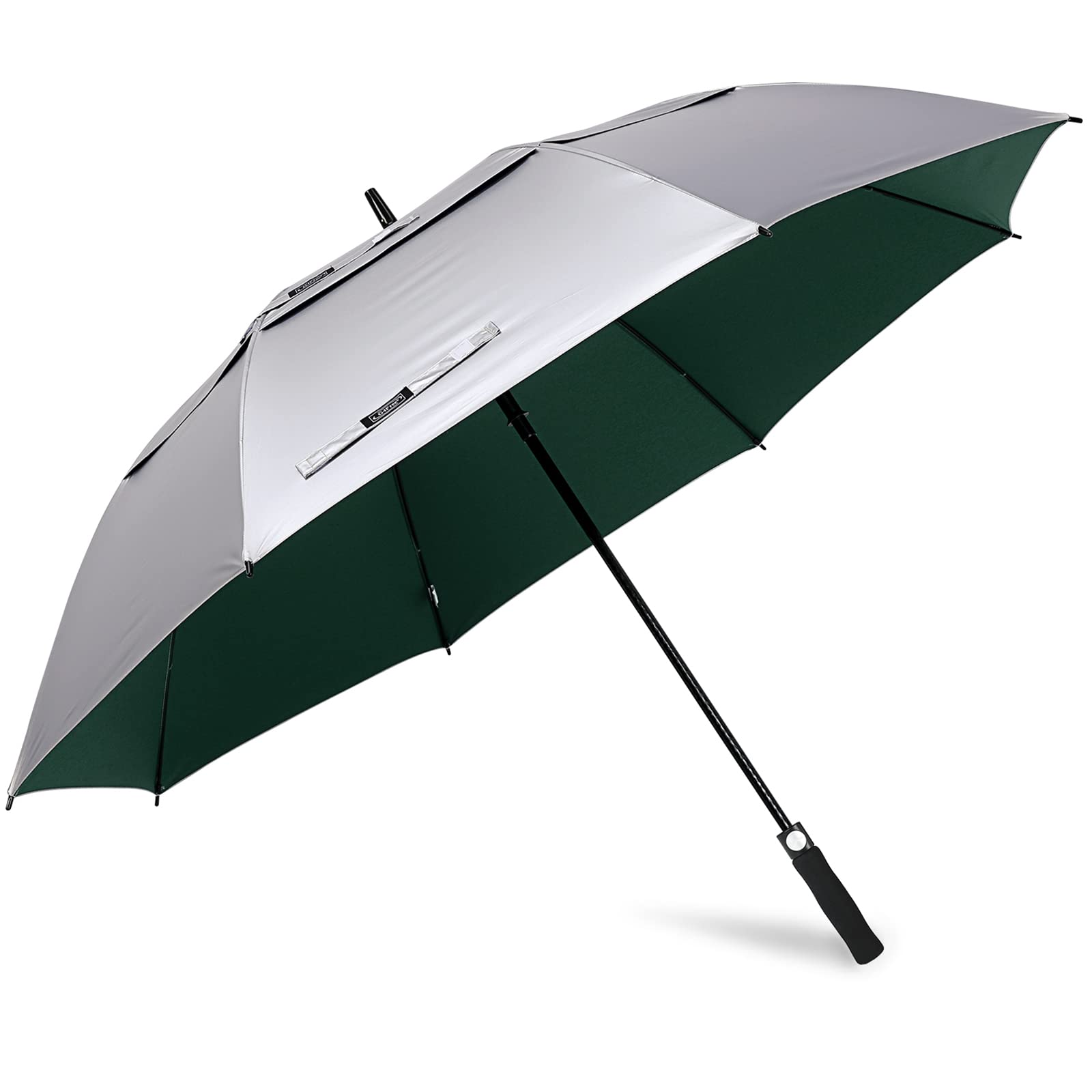 G4Free 62 Inch UV Protection Golf Umbrella Auto Open Vented Double Canopy Oversize Extra Large Windproof Sun Rain Umbrellas(Silv