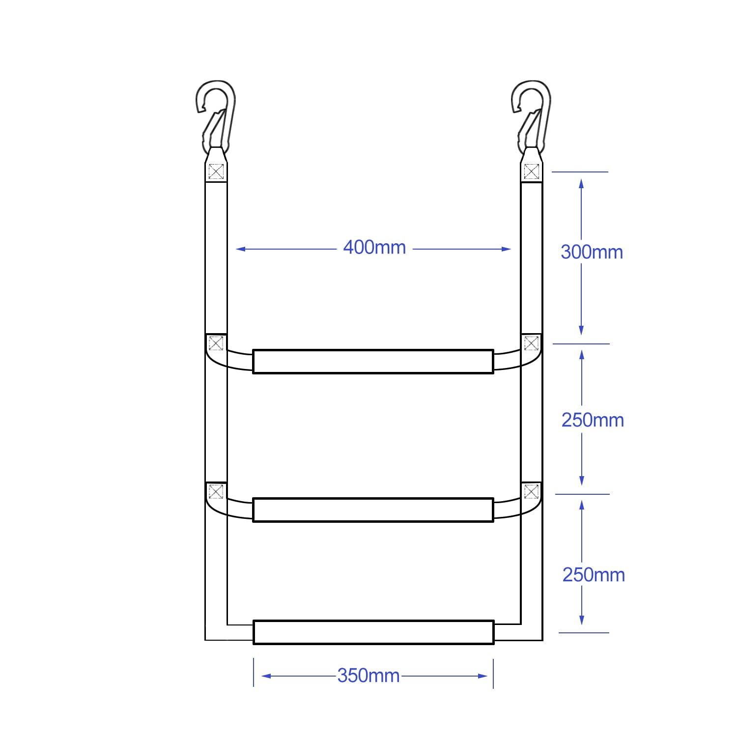 Young Marine Rope Ladder For Inflatable Boat, Kayak, Motorboat, Canoeing (3 Step)