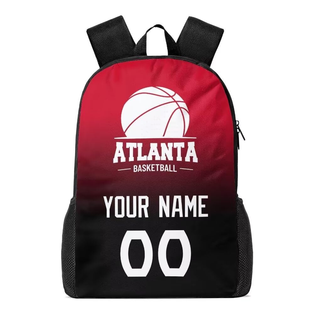 Personalized Atlanta Basketball Sports Backpack Custom City Fan Gift Shoulder Bag Add Name and Number Casual Bag
