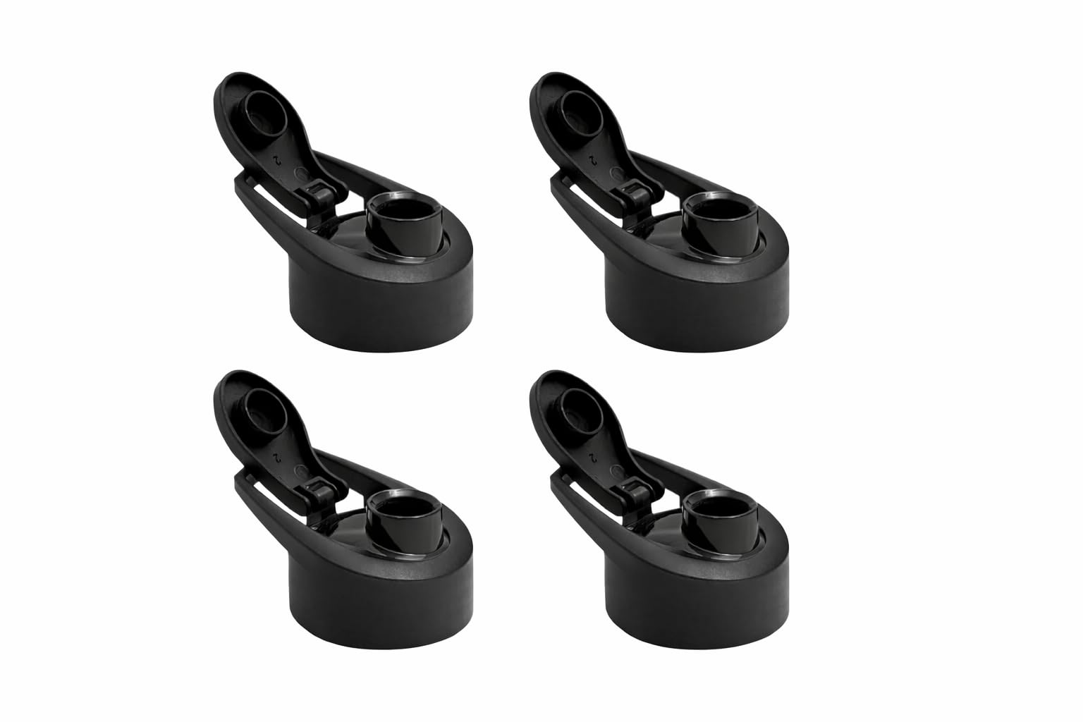 46Mm Flip Top Bottle Cap Lid, Black, 4 Pack, Leak-Proof Spout, Reusable Water Bottle Replacement