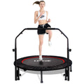 48 Inch Foldable Fitness Trampolines With 4 Level Adjustable Heights Foam Handrail,Jump Trampoline For Kids And Adults Indoor&Ou