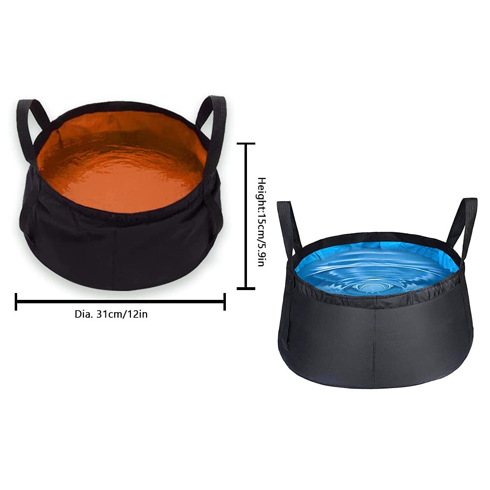 2 Pack Collapsible Bucket With Handle 2 Gallon Portable Camping Wash Basin Folding Water Container For Fishing Beach (Red+Blue)