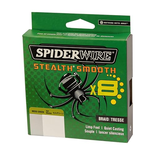 Spiderwire Stealth Smooth Superline, Moss Green, 65Lb | 29.4Kg, 270Yd | 246M Braided Fishing Line, Suitable For Freshwater Envir