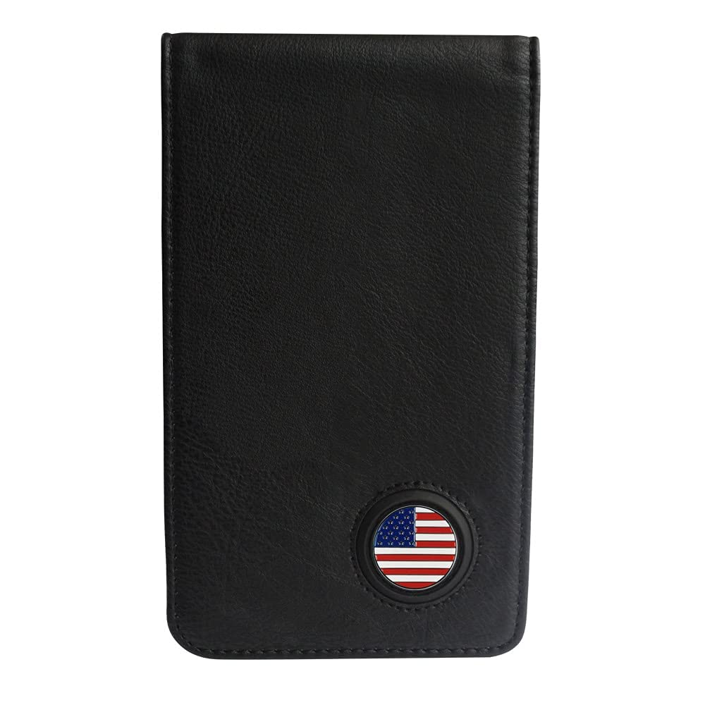 Pinmei Golf Leather Scorecard Holder Cover Yardage Book Cover With American Flag Golf Ball Marker And A Free Pencil 4.33 ? 7.48