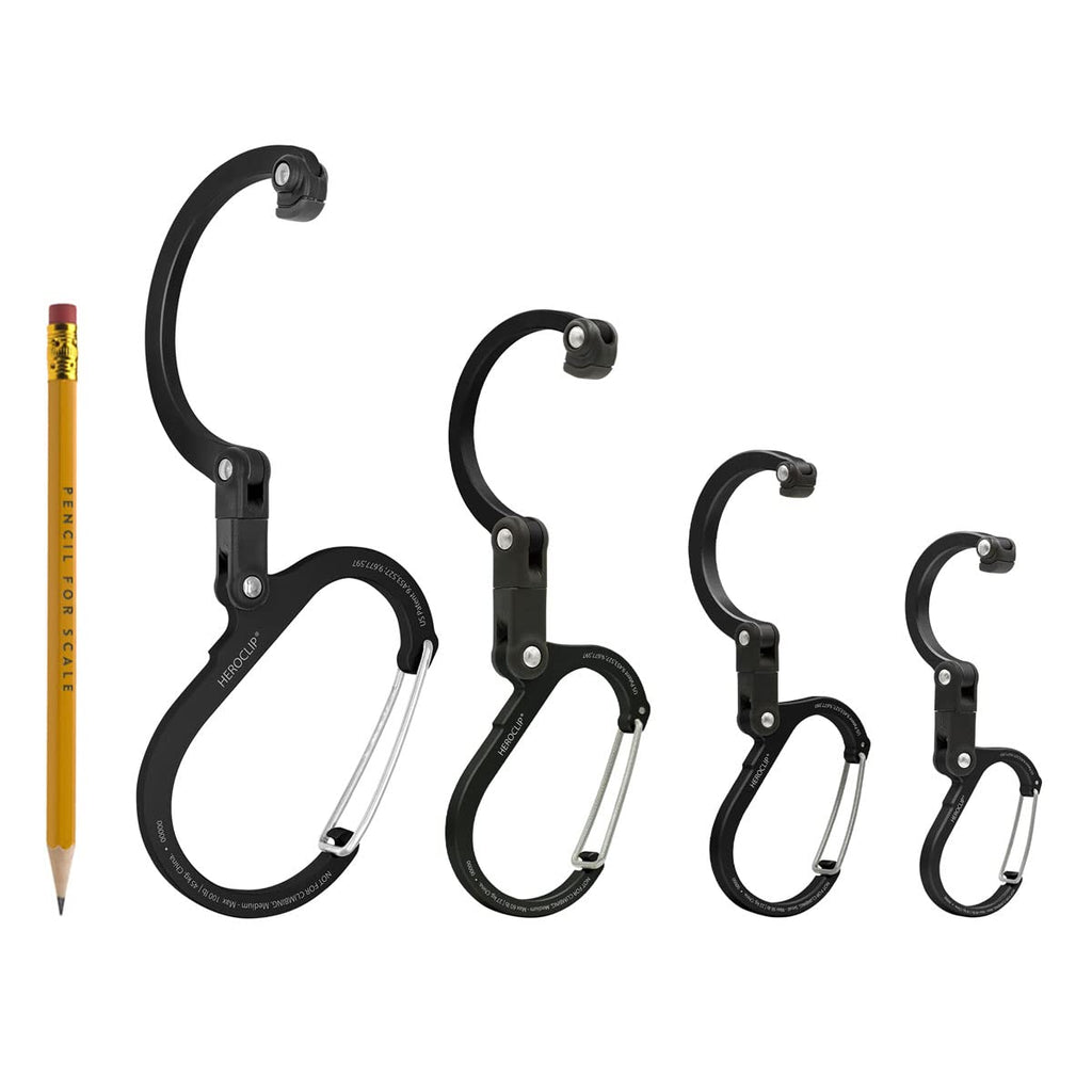 Gear Aid Heroclip Carabiner Gear Clip And Hook (Large, Medium, Small, Mini) For Camping, Backpack, Suitcases, Purse And Garage O
