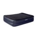 Intex Dura-Beam Fiber-Tech Elevated Inflatable Built-In Pillow Rest Raised Airbed Mattress With Internal Electric Pump And Carry
