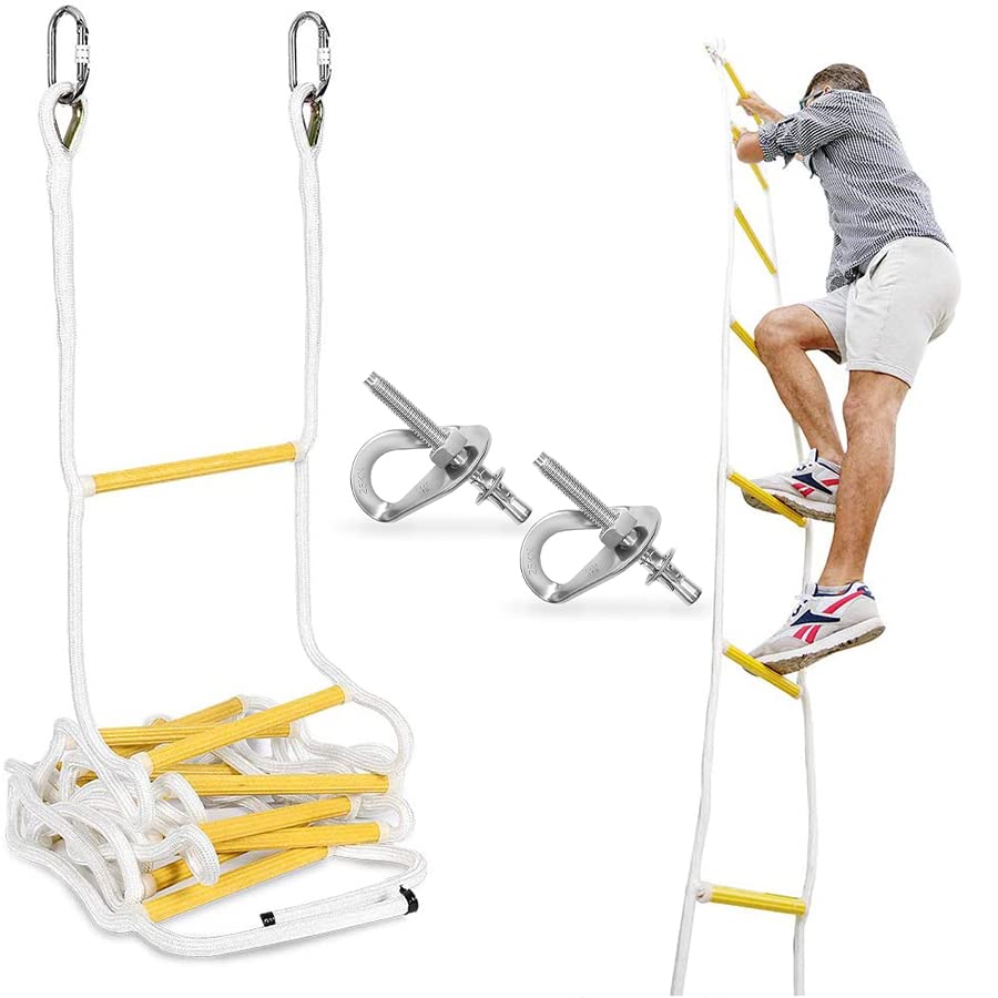 Isop Rope Ladder (15 Ft) | Indoor/Outdoor Ladders For Homes, Treehouse, Playground & Climbing| Durable With 11Kn Mounting Clips|