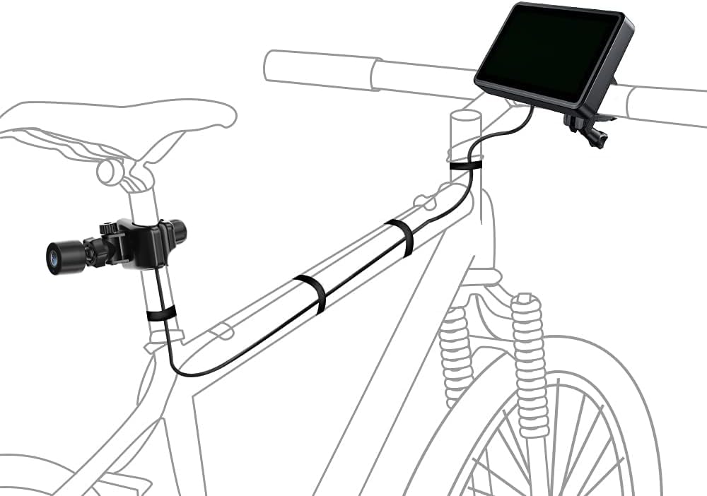 Feisike Handlebar Bike Mirror, Bicycle Rear View Camera With 4.3'' Hd Night Vision Function, 145    Wide Angle View, Adjustable