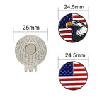 Pinmei Colorful Golf Ball Markers With Silver Color Golf Hat Clips (Usa Flag Eagle)