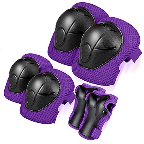 Jeefree Bike Helmet Set With Knee Pads Elbow Pads Wrist Guards,Adjustable Helmet For Toddler Kids&Youth,Bicycle Helmet Roller Sk