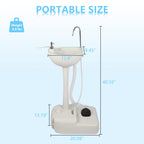Outvita Portable Camping Sink W/ 19L Water Tank Rolling Wheels Towel Holder Soap Dispenser Faucet, Outdoor Foot Pump Washing Sta
