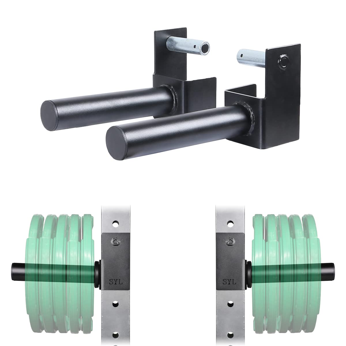 Syl Fitness Olympic Weight Plates Holder Power Rack Attachment Weights Storage Rack, Fit 3X3'' Rack (5/8'' & 1'' Hole)