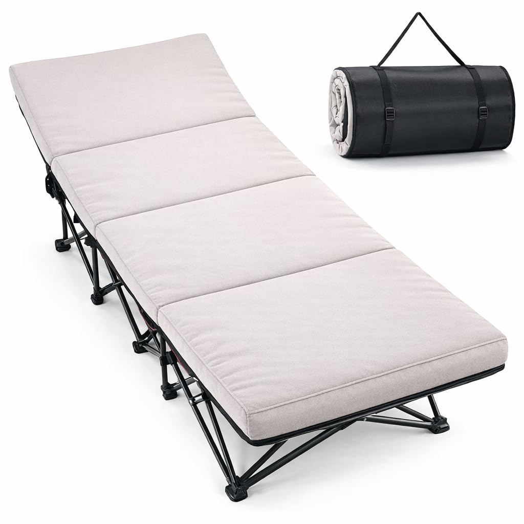 ABORON XXL Camping Cot with 2in Memory Foam Mattress, 900LBS Heavy Duty Sleeping Cot for Adults, Extra Wide Sleeping Cot, 1200D 