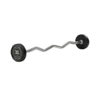 Titan Fitness 30 Lb Rubber Ez Curl Fixed Barbell, Pre-Loaded Weight Bar For Strength Training & Weightlifting