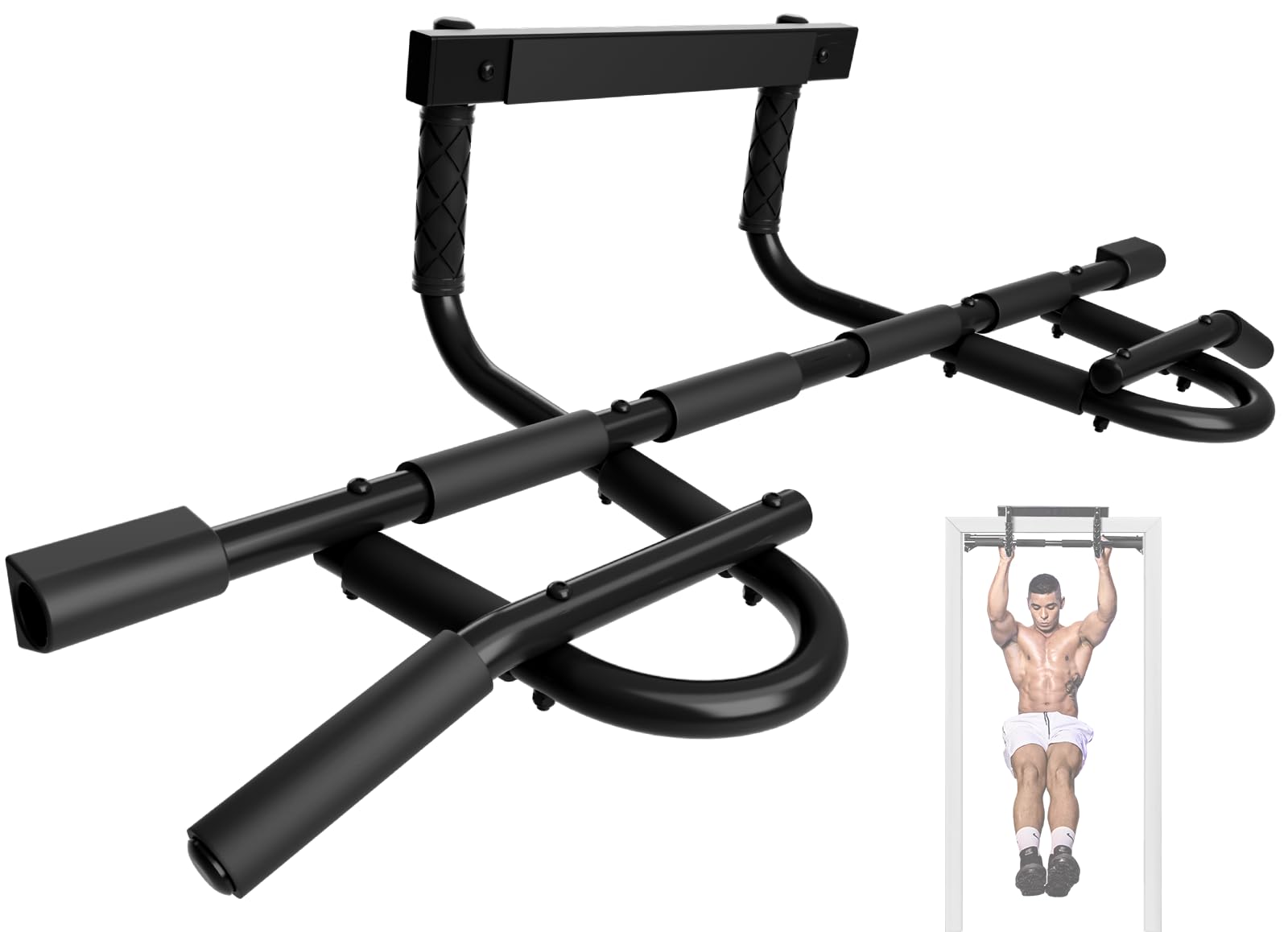 Yes4All Door Pull Up Bar, Heavy Duty Hanging Bar, Pull Up Bar for Doorway, Supports up to 300 lb, Multi-Grip Foam Handles, Fits 